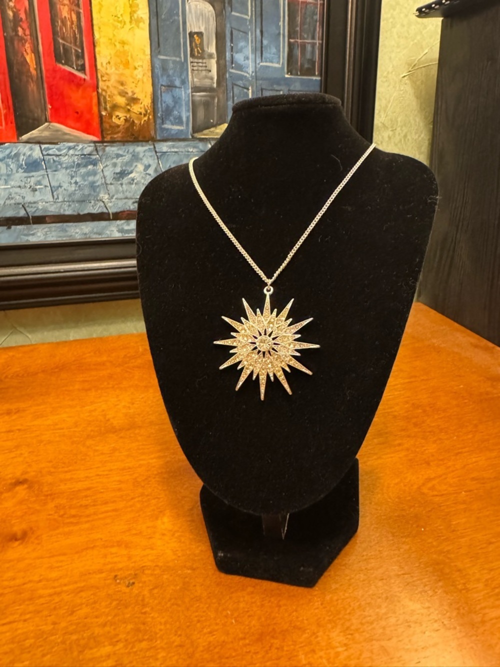 Silver Sunburst Pendant Necklace